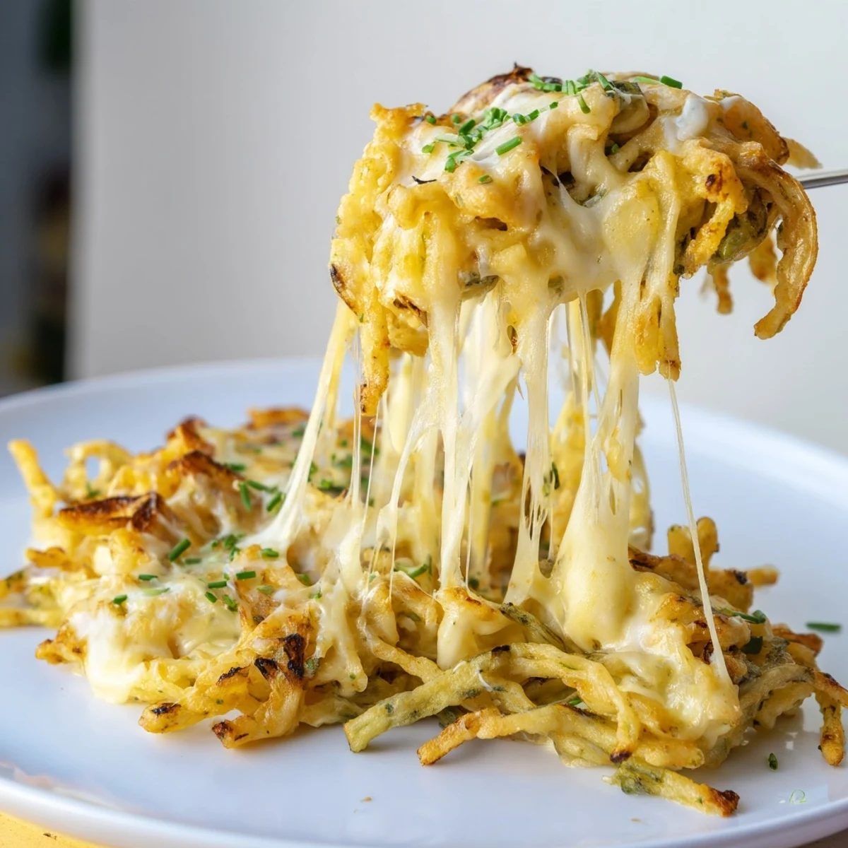 Zartes Spinatsalat und Käse-Spätzle, gebacken unter goldbraunem Käsebelag für perfekten Genuss.  