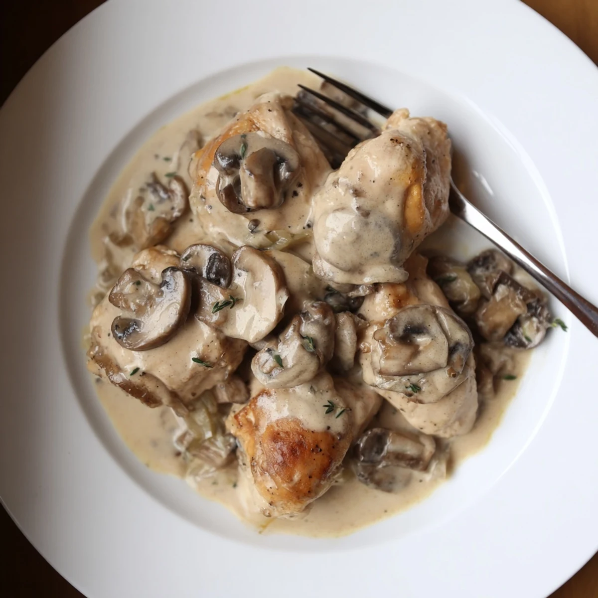 Zartes Hühnchenbrustfilet in einer reichhaltigen, cremigen Pilzsauce - ideal für ein gemütliches Abendessen.