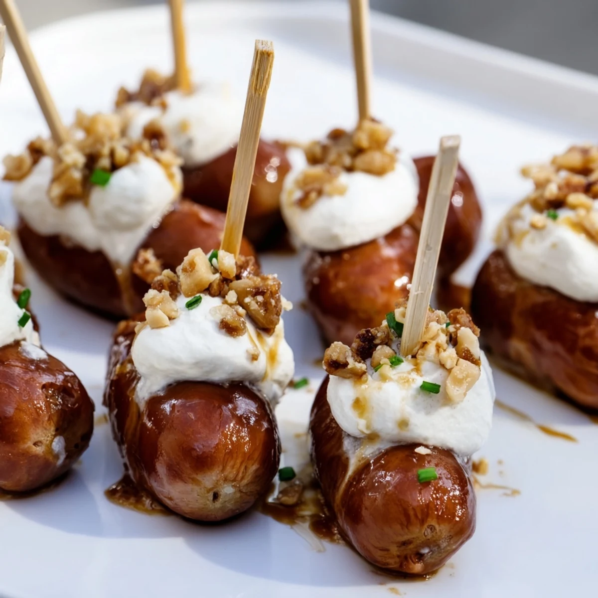 Herzhafte Butterbeer Float Brat Bites, perfekt für festliche Zusammenkünfte und Genuss.  