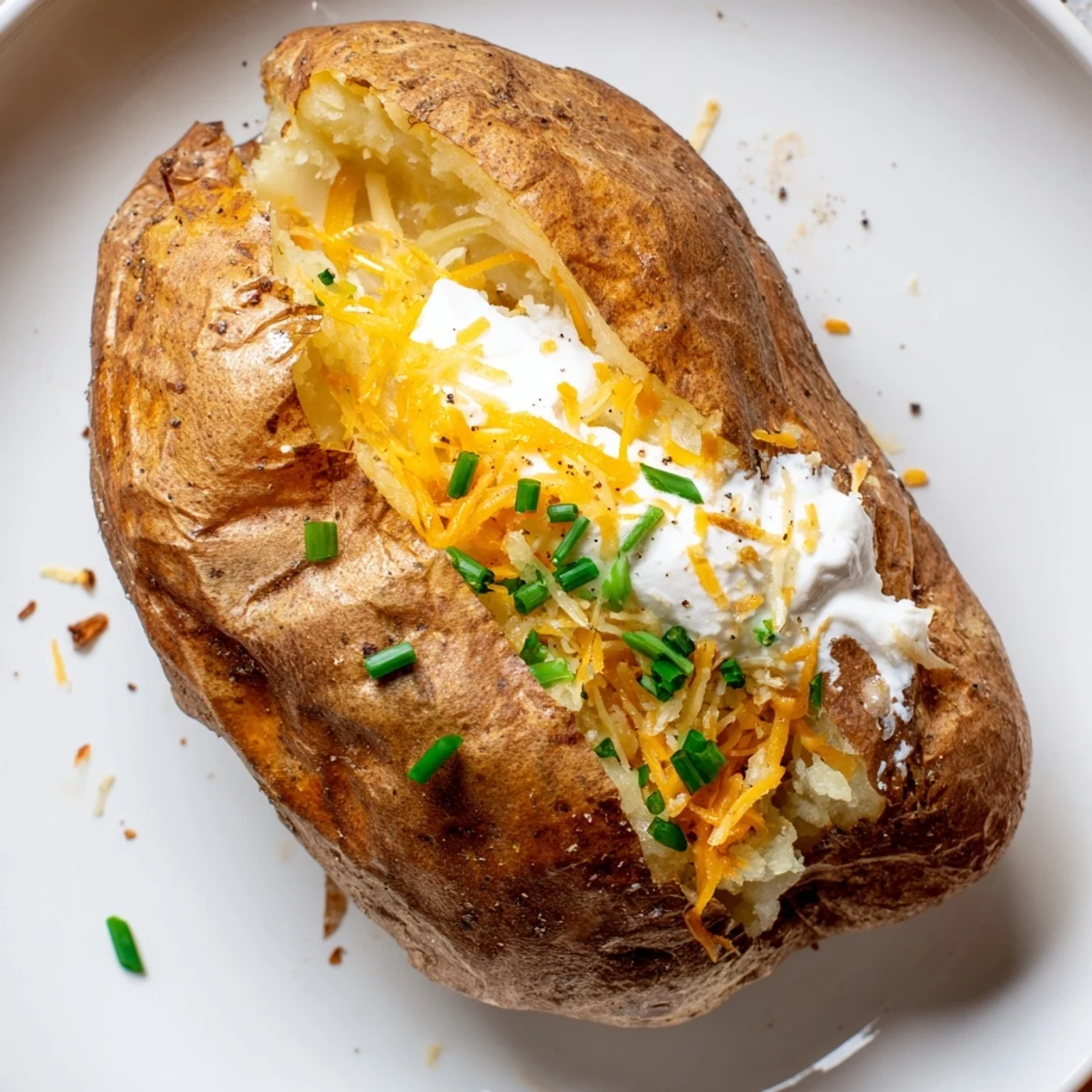 Perfectly baked The Ultimate Baked Potato with crispy skin, seasoned and ready to eat.
