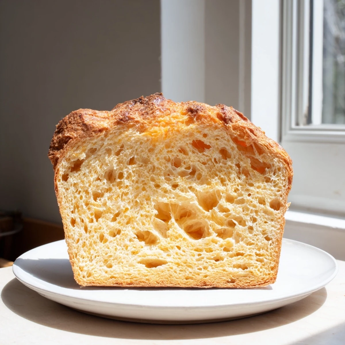 Close-up of fluffy Beer Bread Family Loaf, perfect for dipping in warm, savory soup.