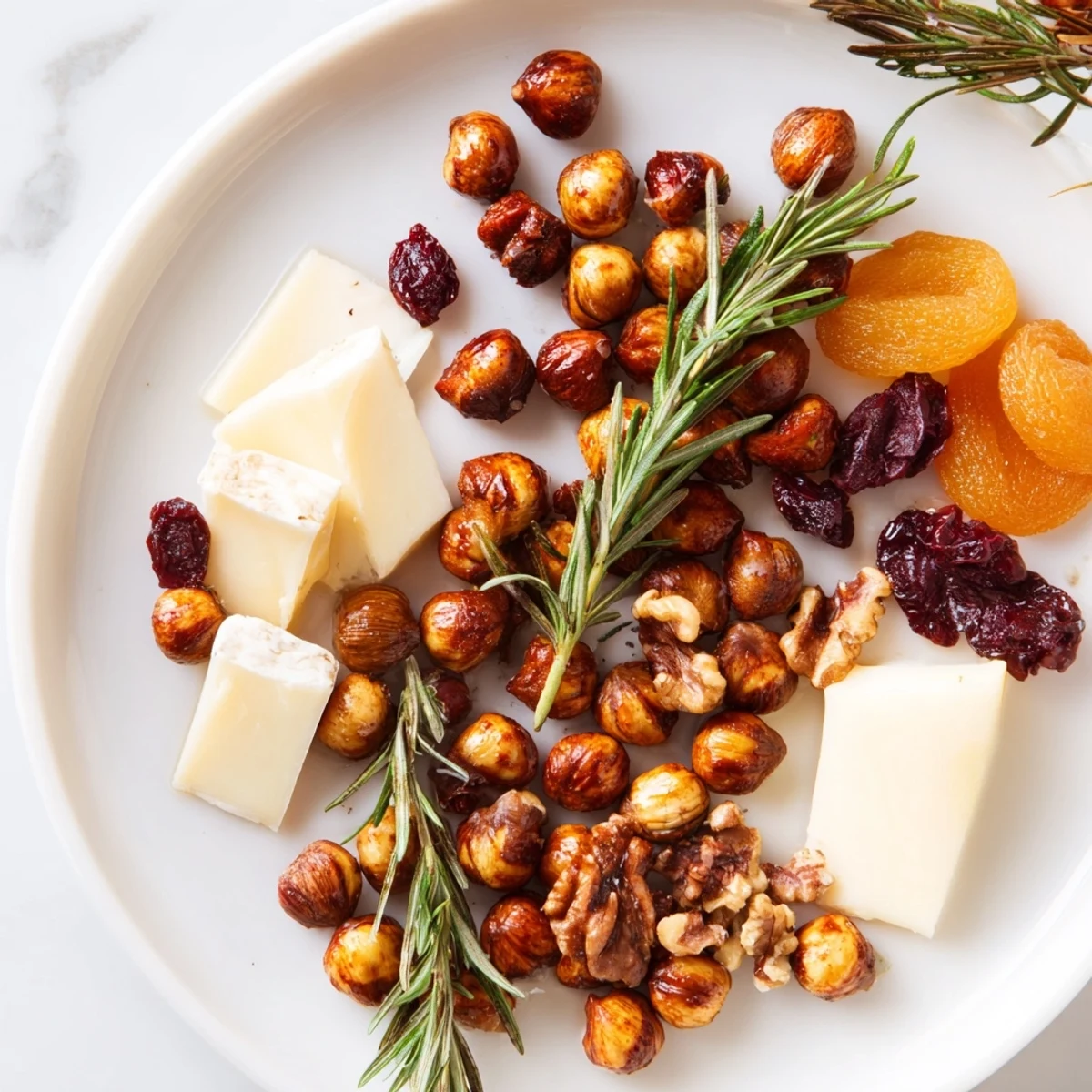 A stunning Squirrels Acorn Hoard Platter, full of roasted acorns and fall fruits, ready to serve and share.