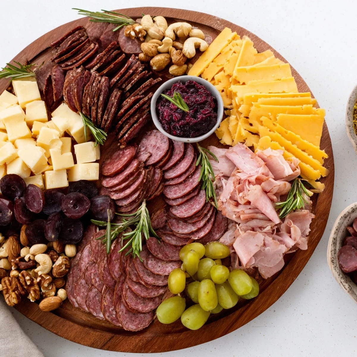 Rustic Deer Antler Charcuterie layout with venison, cheeses, figs, and other flavorful complements.