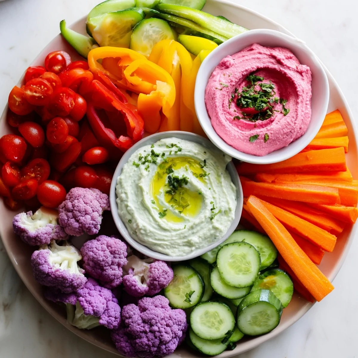 Bunte Gemüse und Dips