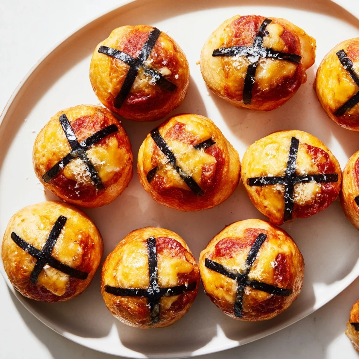 Warm, golden Basketball Pizza Bites fresh from the oven, ideal for a game day snack.