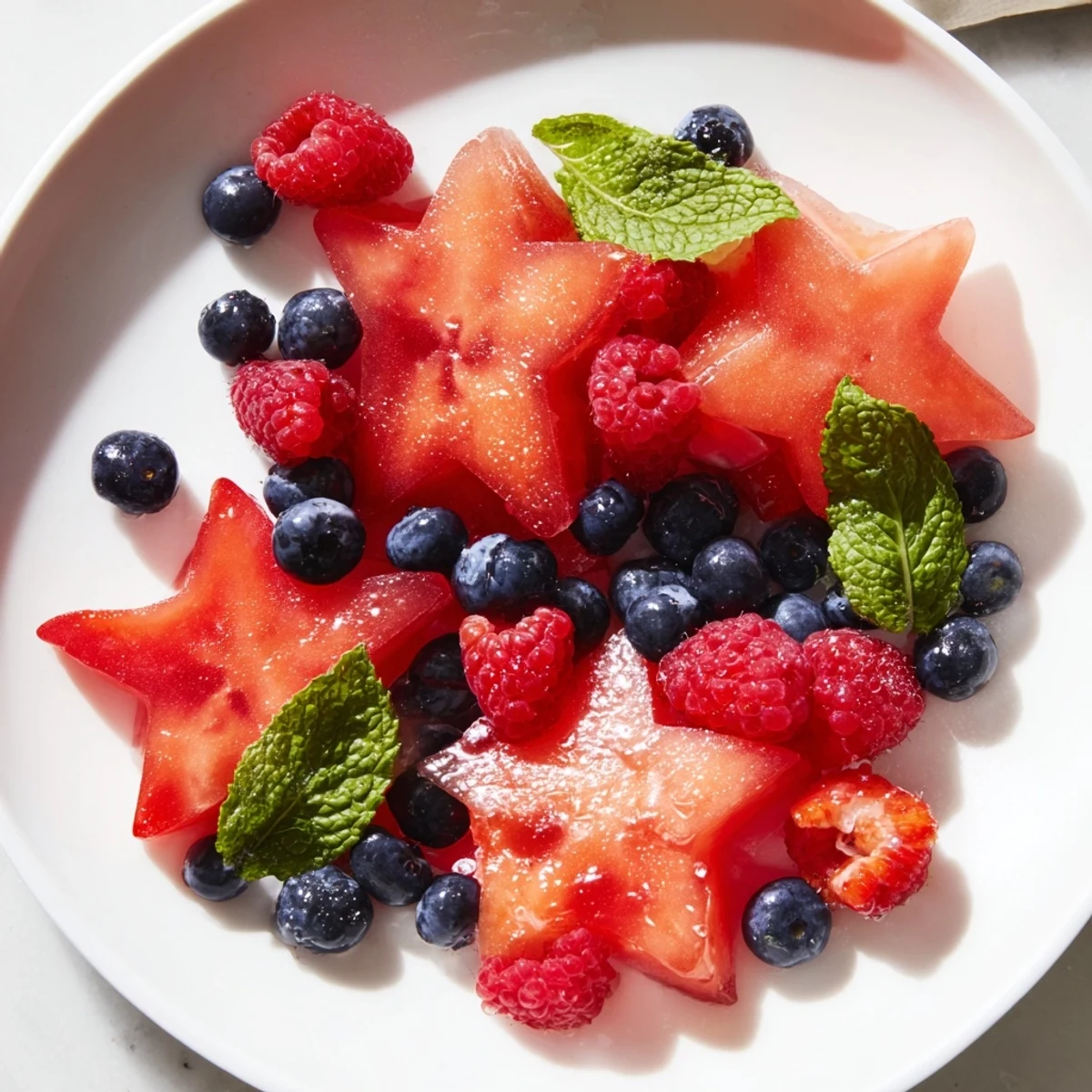 A colorful starfruit and berry platter, a refreshing and easy vegan snack to enjoy.