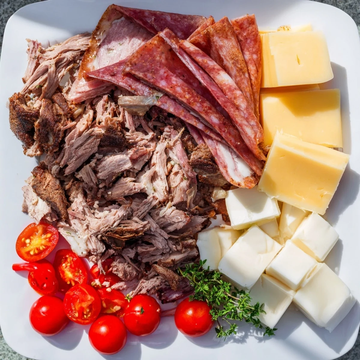 A vibrant Keto Power Plate showcasing sliced meats, cheeses, and colorful, crisp vegetables.