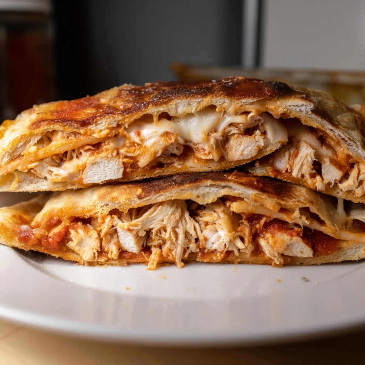 Crispy-edged Leftover Pizza Grilled Cheese with a side of marinara sauce, perfect for a quick lunch.