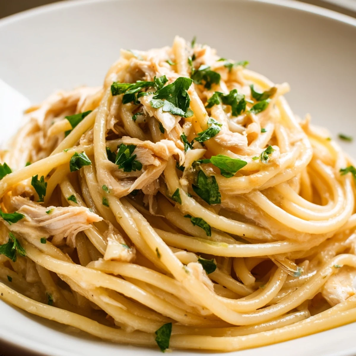 Knoblauch Butter Bucatini Gericht