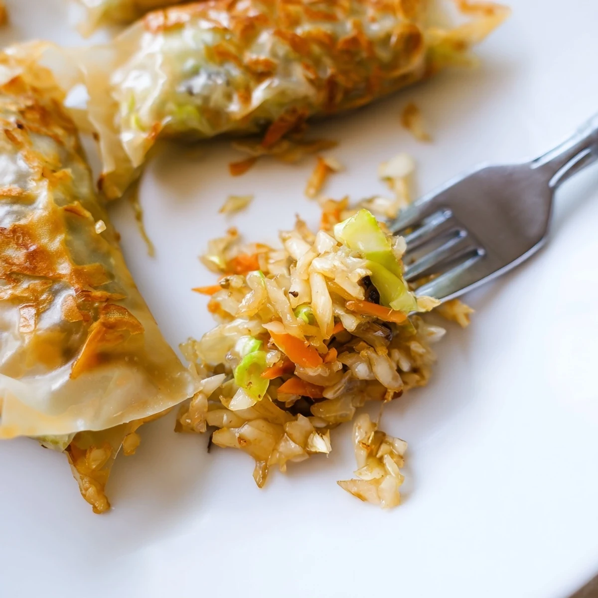Crispy Rice Paper Dumplings, golden brown and sizzling in a pan, ready to serve with sauce.