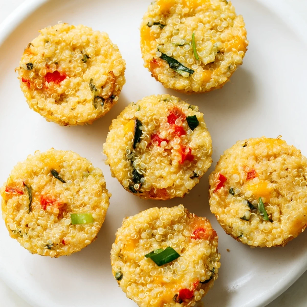 Golden baked Baked Cheddar Quinoa Bites, a perfect snack with melted cheese and fresh herbs.