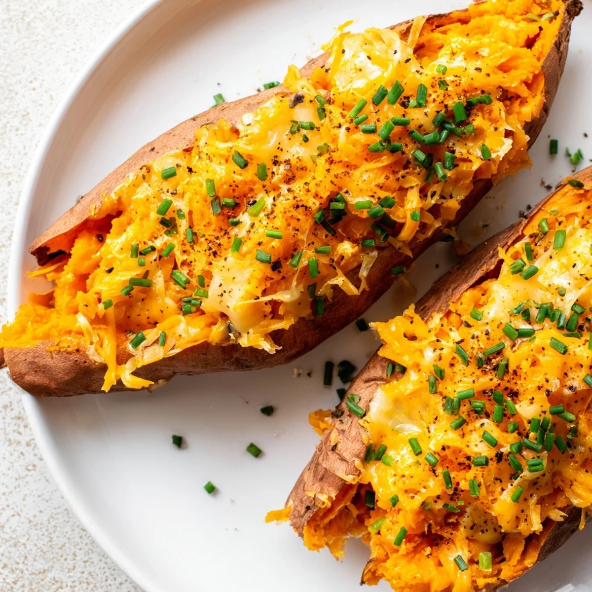 Sweet Potato & Cheese Whole Roast, showcasing a whole roasted sweet potato bursting with melted cheese.