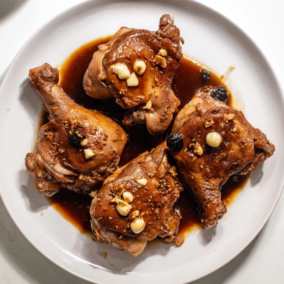 Homemade Filipino Chicken Adobo, perfectly cooked with a rich, savory sauce, and garnished with fresh scallions.