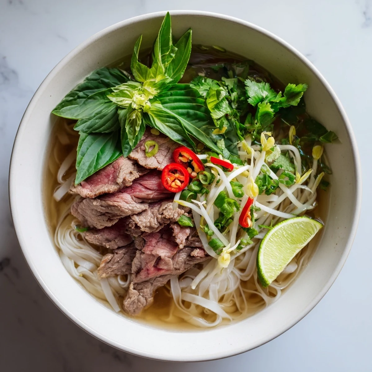 Savor the aromatic broth of this Vietnamese Pho Express, served with delicious rice noodles.