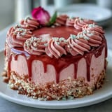 Elegante Rosa samtige Rosé-Torte, perfekt dekoriert mit glänzendem Gold-Drip für Feste.