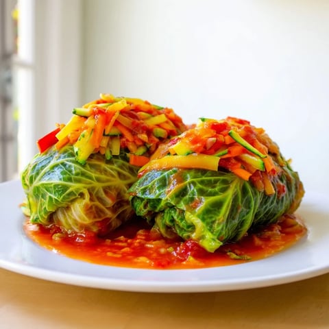 Vibrant Rainbow Sauerkraut Rolls, a colorful and delicious vegetarian main course served warm.