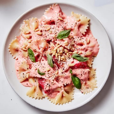 Erdbeer-Sauerrahm Pasta Gericht