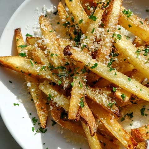 Knusprige Truffle Parmesan Fries aus dem Ofen mit würzigem Truffleöl