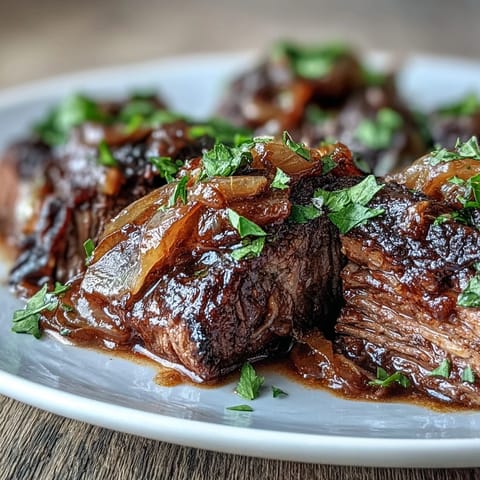 Herzhaftes Schmorbraten mit karamellisierten Zwiebeln