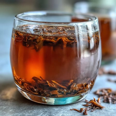 Warmen Hojicha Americano mit Noten von Röstung und leichter Bitterkeit, serviert am Morgen.
