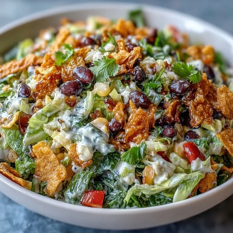 Frito Cowboy Cabbage in einer Schüssel mit knackigen Fritos, Bohnen und Corn für den Southwestern-Salat