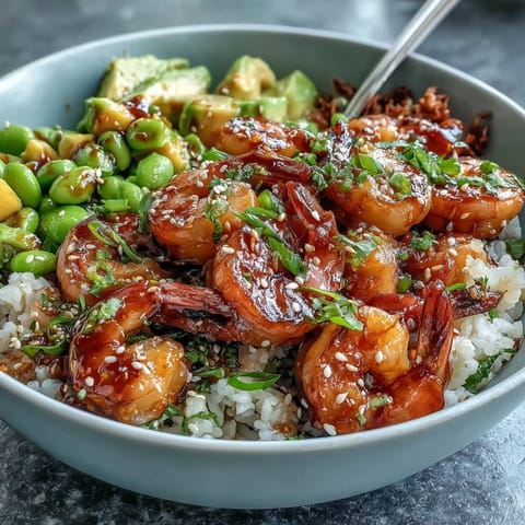 Shrimp Poke Bowl Mango Edamame