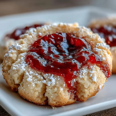 Erdbeer Thumbprint Shortbread Cookies