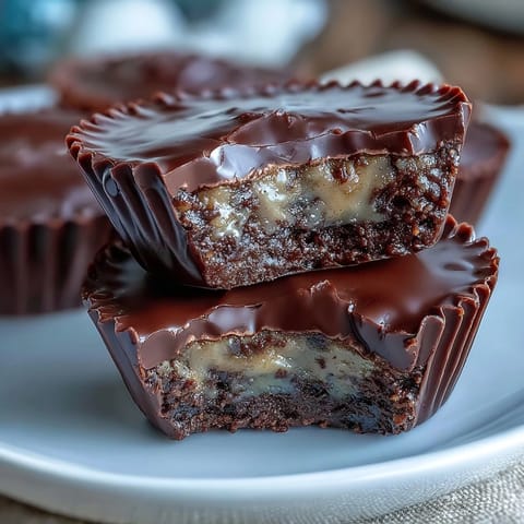 2. Homemade Reese's-style peanut butter cups featuring a smooth, velvety dark chocolate shell and a rich, creamy peanut butter center.  