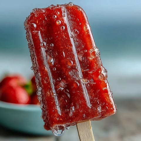 1. Erdbeer-Daiquiri-Eis am Stiel mit frischen Fruchtstücken, perfekt für Sommerpartys und erfrischende Momente am Pool.