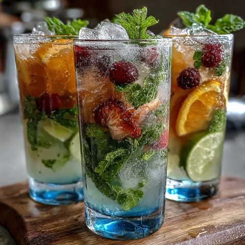 Festlicher Limonaden-Stand mit frischen Früchten und Kräutern für eine persönliche Geschmacksnote.  