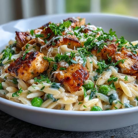 One-Pot Lemon Orzo Chicken Peas
