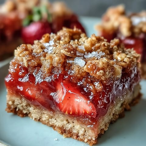 Hausgemachte Strawberry Rhubarb Crumble Bars mit knuspriger Kruste und fruchtiger Füllung.