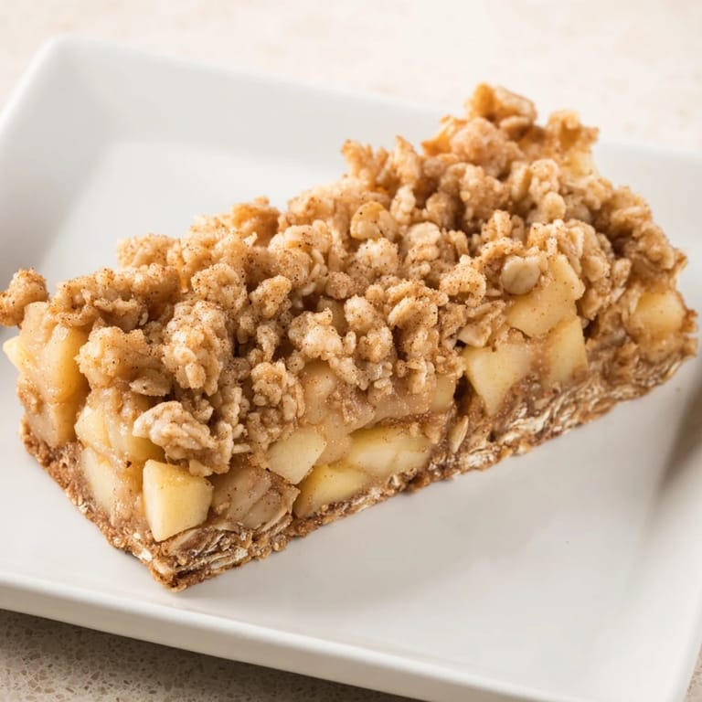 These homemade Apple Streusel Breakfast Bars feature a beautifully crumbly oat streusel topping in a square pan.