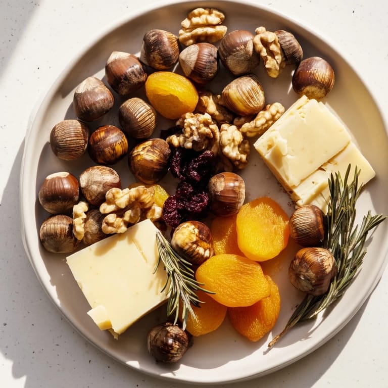 This fall-themed Squirrels Acorn Hoard Platter showcases roasted acorns, cheeses, and nuts for a delicious appetizer.