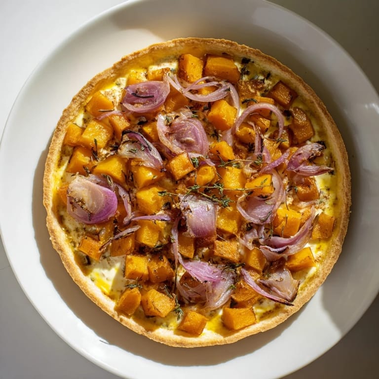 This savory Feuille d'Érable Tartes Salées d'Automne features golden roasted veggies, maple syrup, and creamy goat cheese.