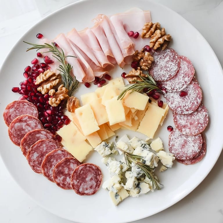 Enjoy a detailed view of a completed Winter Forest Meat and Cheese Charcuterie Scene; perfect for holiday entertaining.