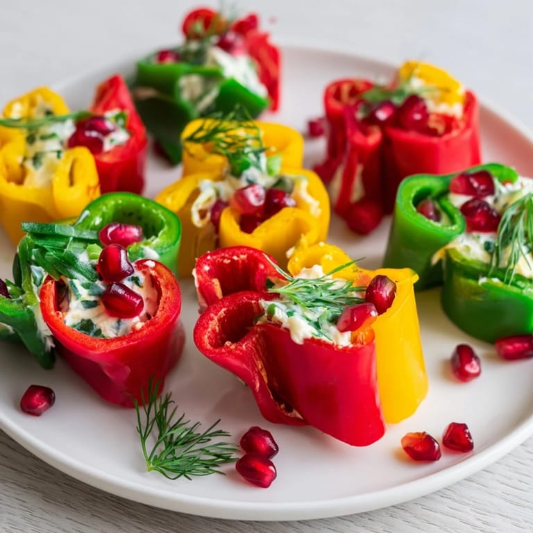 Creamy cream cheese filling visible in freshly made Bell Pepper Christmas Bows, ready to be enjoyed.