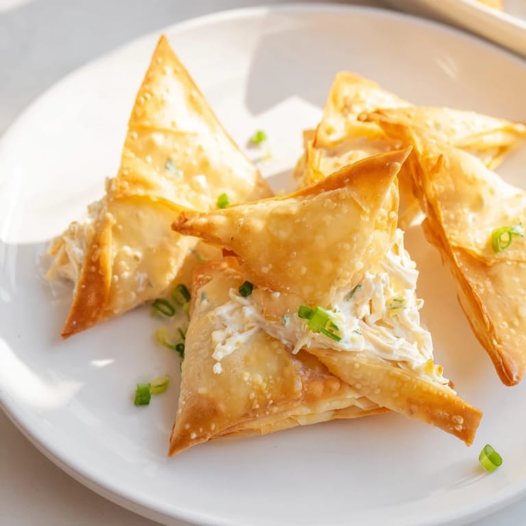 Homemade air fryer lumpia chips and flavorful chicken cream cheese dip. A delicious Filipino appetizer.