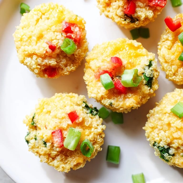 Warm Baked Cheddar Quinoa Bites with melted cheese, perfect for a flavorful vegetarian appetizer.