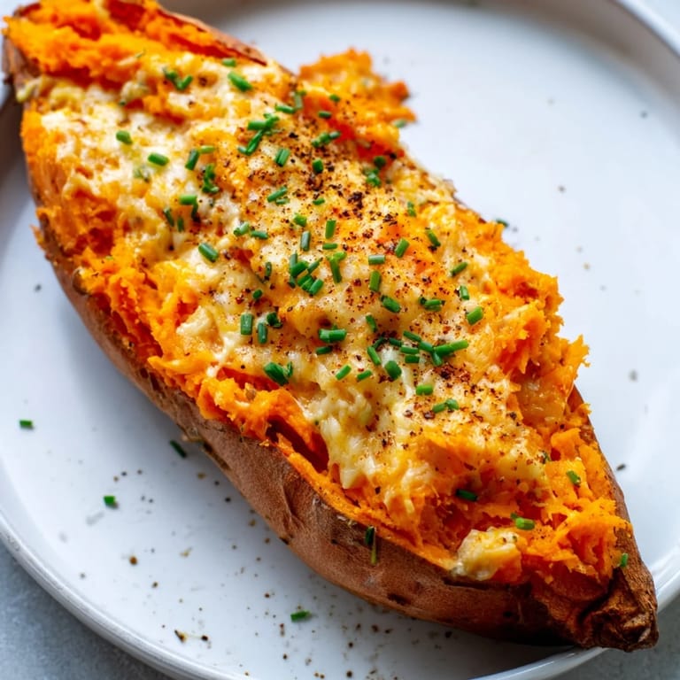 Golden brown Sweet Potato & Cheese Whole Roast, a delicious vegetarian meal perfect for a cozy evening.