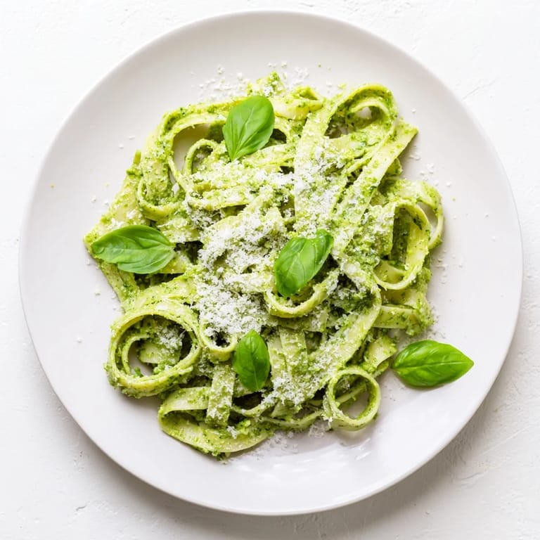 Creamy Green Pea Alfredo auf einer dunklen Arbeitsfläche garniert mit Parmesan und Cracked Black Pepper, perfekt für ein schnelles Abendessen.