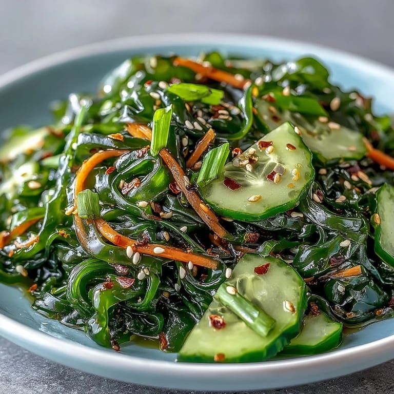 Refreshing Seaweed Salad piled high, perfect as a light appetizer or colorful vegan meal.