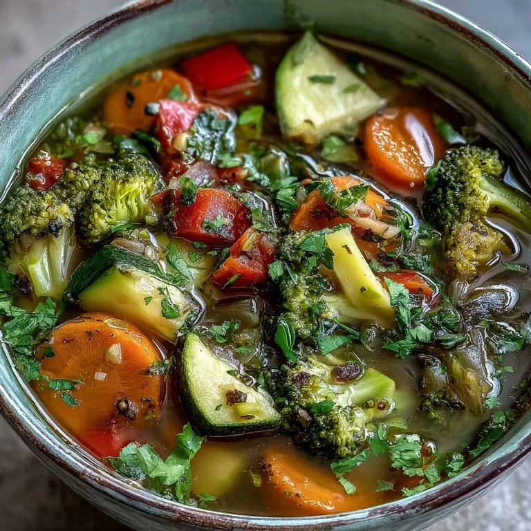 A vibrant pot of Ginger Vegetable Soup simmers with colorful vegetables and fresh ginger, fragrant steam rising.