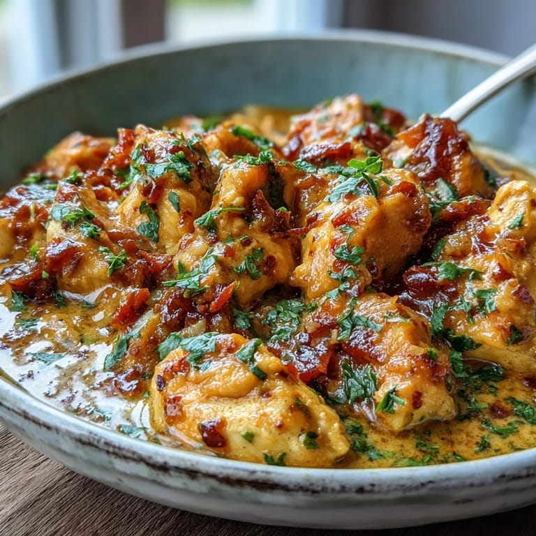 Gewürzte Easy Chicken Curry-Pieces in cremiger Tomaten-Soße, angerichtet mit fluffigem Reis und frischem Naan für den family-style Genuss. 