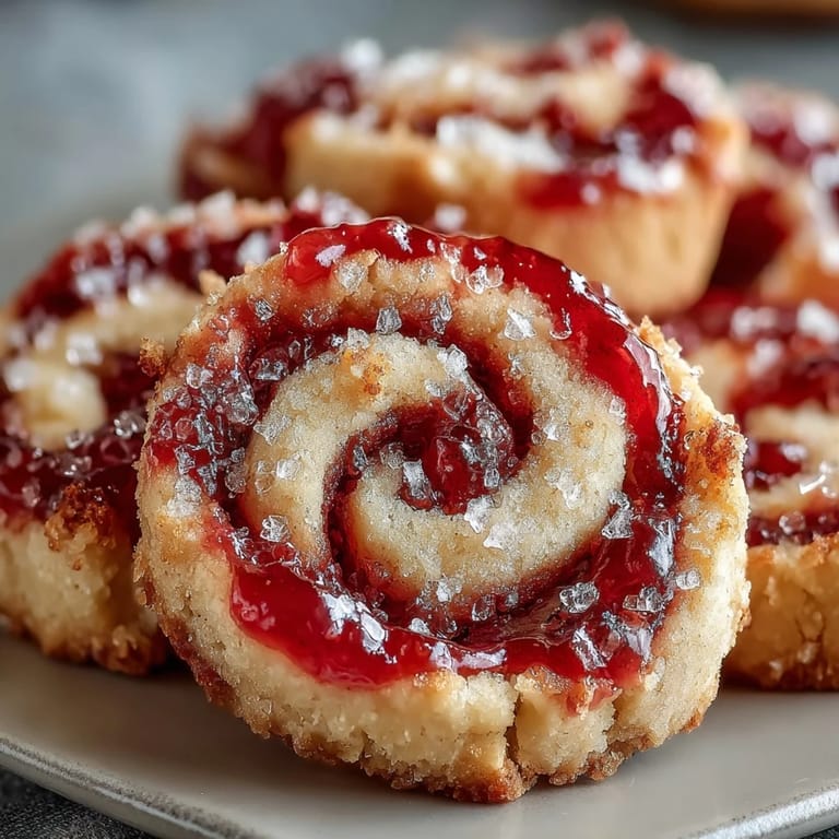 Fresh Raspberry Swirl Shortbread Cookies stacked on a platter, dusted with sugar, ready for afternoon tea.