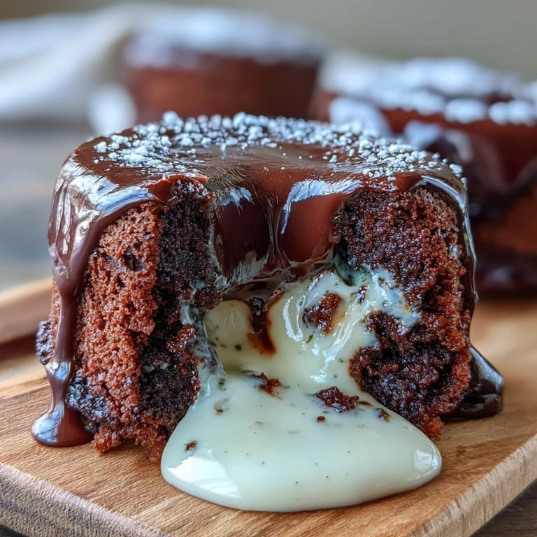 Warme Hojicha Lava Cake neben einer Kugel Vanilleeis und frischen Beeren angerichtet