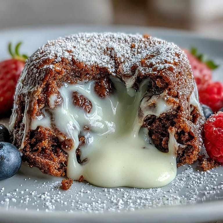Hojicha White Chocolate Lava Cake wird nach dem Backen vorsichtig auf einen Teller gestülpt.