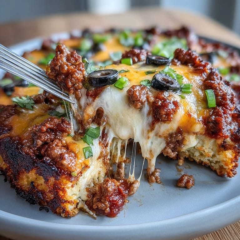 Low-Carb-Blumenkohl-Taco-Skillet mit Cheddar, Oliven und Koriander garniert.