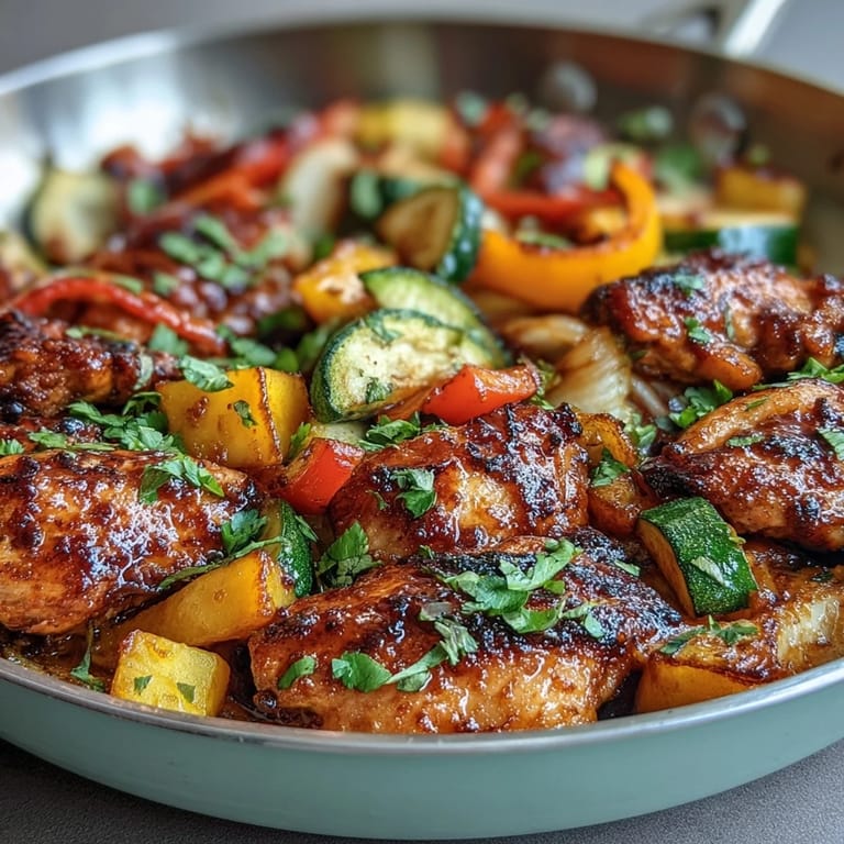 3. Farbenfrohes Ofengericht mit Hühnchen, Mango und Paprika, mit Chili und Limette verfeinert und frisch aus dem Ofen serviert.