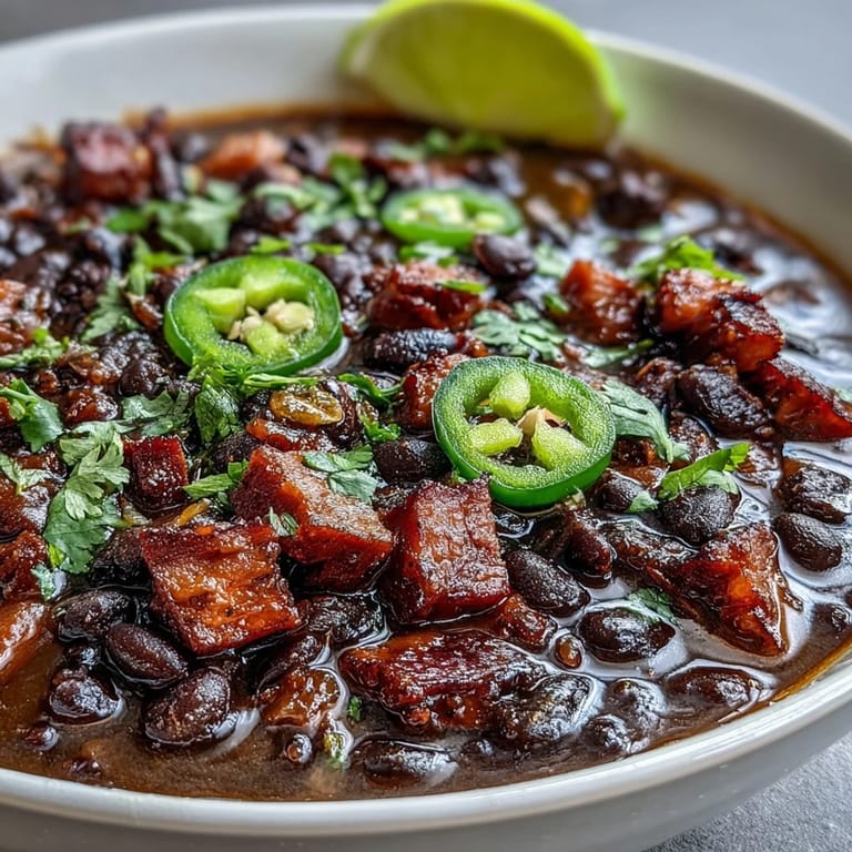 Rauchiger Schinken, schwarze Bohnen und Jalapeños verleihen dieser Suppe eine wärmende Schärfe.  